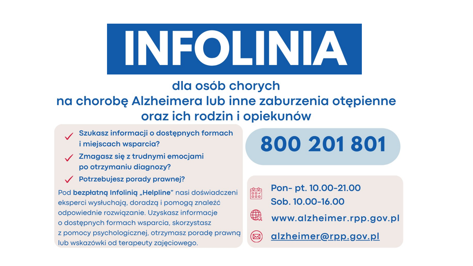 Infolinia „Helpline” dla osób chorych na chorobę Alzheimera